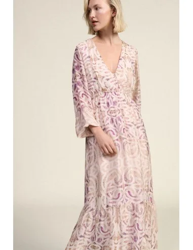 Vestido longo com estampa paisley e decote em V Dixie