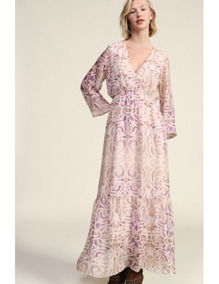 Vestido comprido com estampa paisley e decote em V Dixie