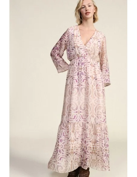 Vestido comprido com estampa paisley e decote em V Dixie