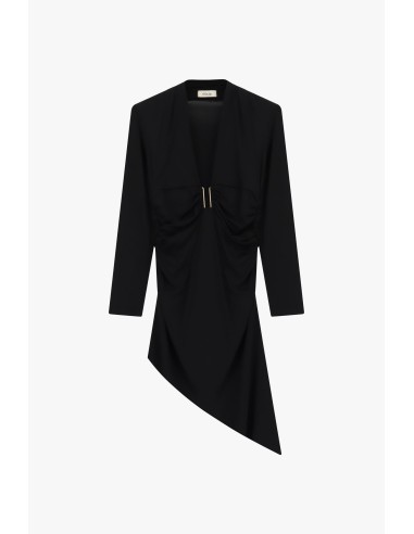 Vestido Curto com Decote Profundo e Drapeado Dixie