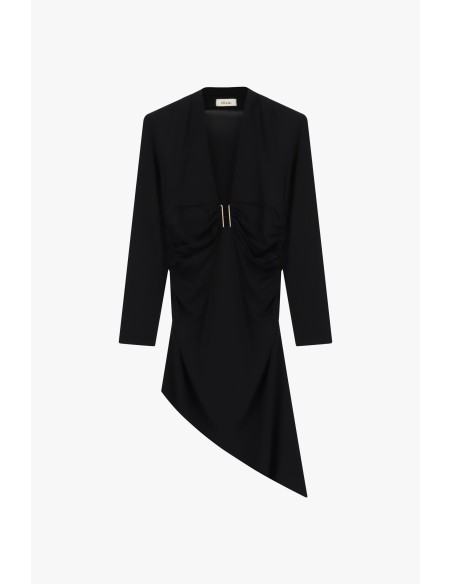 Vestido Curto com Decote Profundo e Drapeado Dixie