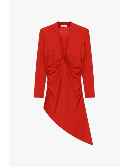 Vestido curto com decote profundo e drapeado Dixie