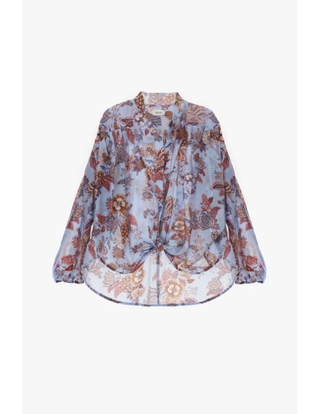 Blusa ampla com estampa floral e nó frontal Dixie