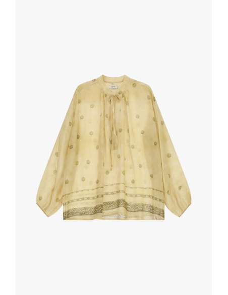 Blusa Ampla com Bordados Geométricos e Cordão Dixie