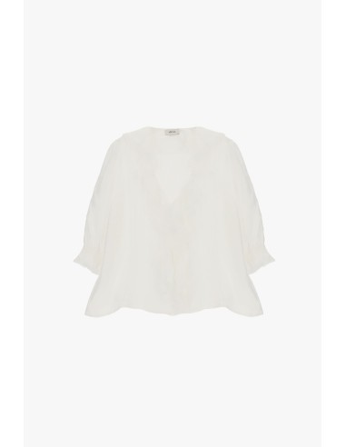 Blusa Com Folho Frontal E Mangas Três-Quartos Dixie