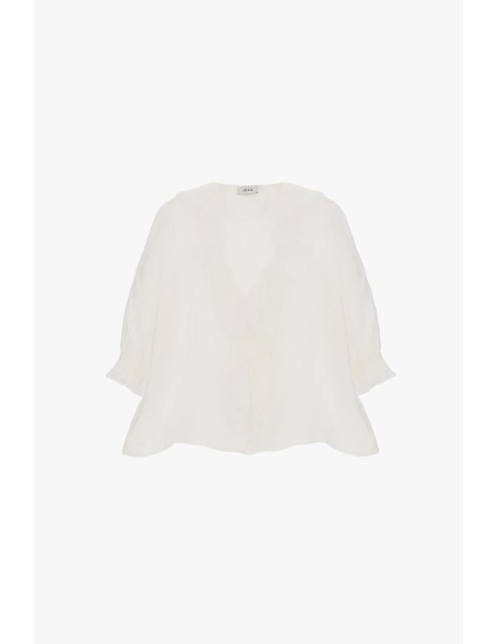 Blusa Com Folho Frontal E Mangas Três-Quartos Dixie