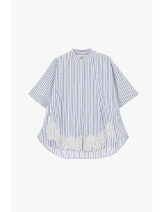 Blusa ampla às riscas com bordado floral Dixie