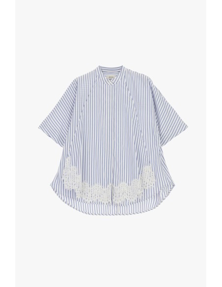 Blusa ampla às riscas com bordado floral Dixie