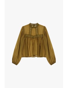 Blusa ampla com aplicações de renda no decote Dixie 2