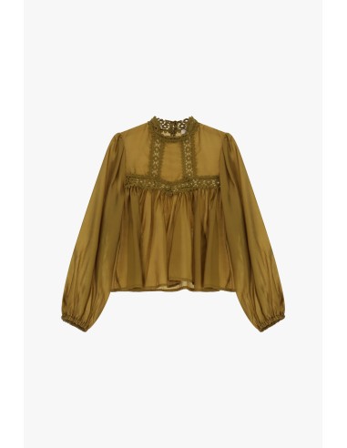 Blusa Ampla Com Inserções De Renda No Decote Dixie