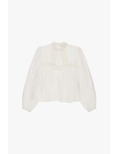 Blusa ampla com aplicações de renda no decote Dixie