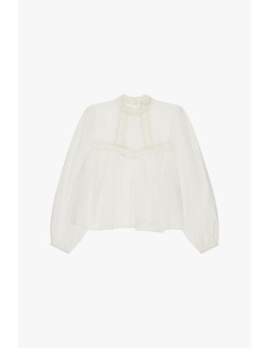 Blusa ampla com aplicações de renda no decote Dixie