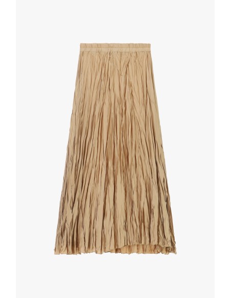 Saia midi plissada com cintura elástica Dixie