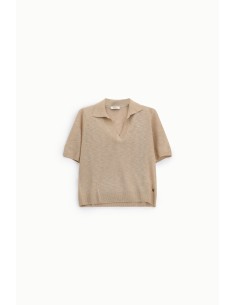 Camisola de Manga Curta com Decote em V e Gola Dixie 2
