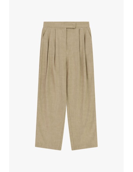 Calças Palazzo Cintura Alta Com Pregas Frontais Dixie