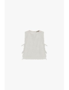 Top sem mangas com bordas recortadas e laços laterais Dixie