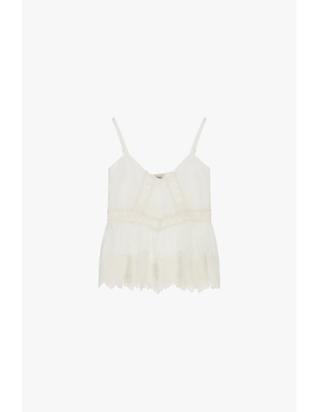 Top com Alças Finas e Detalhes em Renda Dixie