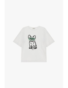 T-shirt de mangas curtas com estampado de cão e corte regular Dixie