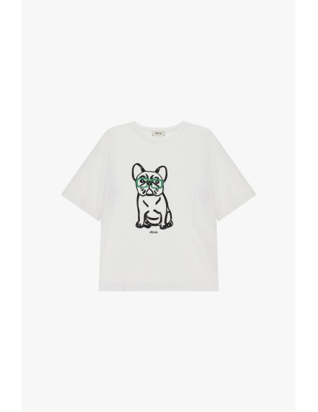 T-shirt de mangas curtas com estampado de cão e corte regular Dixie
