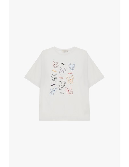T-shirt de mangas curtas com estampa de filhotes, corte regular Dixie