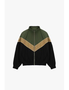 Bomber com fecho de correr motivo geométrico e barra elástica Dixie