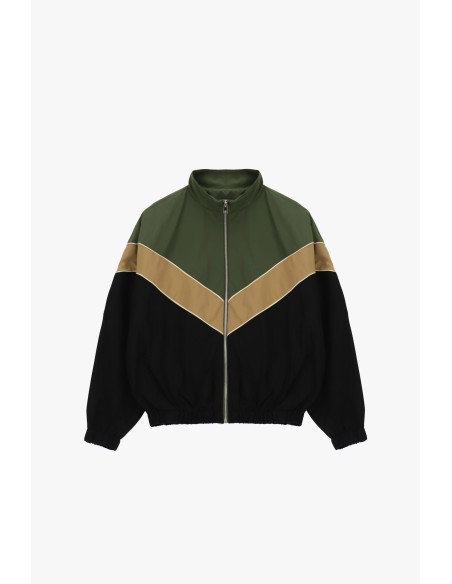 Bomber com fecho de correr motivo geométrico e barra elástica Dixie