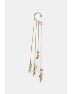 Brinco Ear Cuff Serpente Com Correntes E Folhas Dixie 2