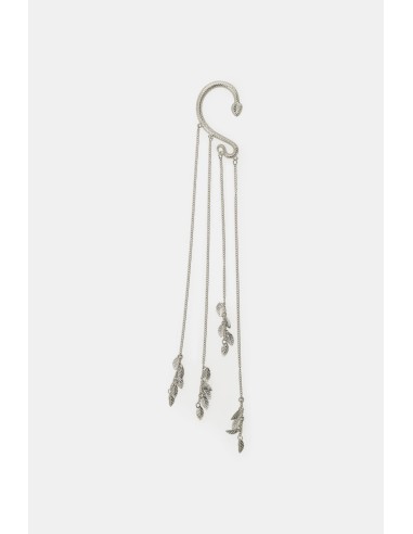 Brinco Ear Cuff Serpente com Correntes e Folhas Dixie
