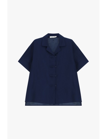 Camisa Boxy Curta com Fecho de Botões Please