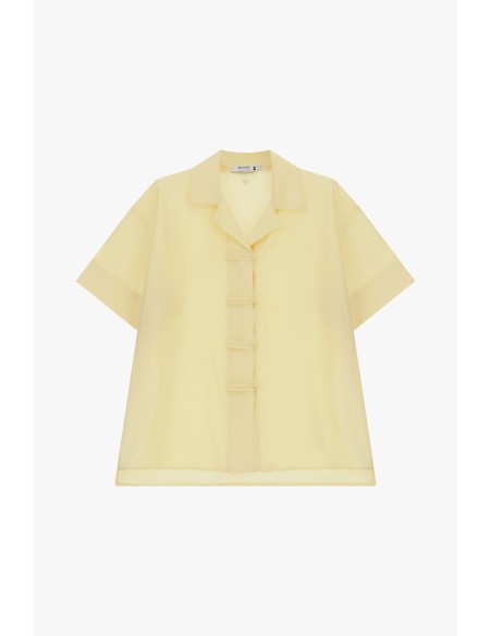Camisa boxy curta com fecho de botões Please