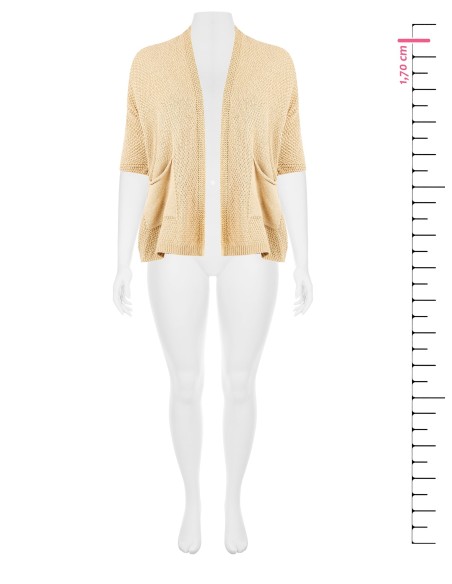Cardigan Curvy aberto em mistura de algodão, em malha trançada e vazada, com bolsos Rinascimento Curvy