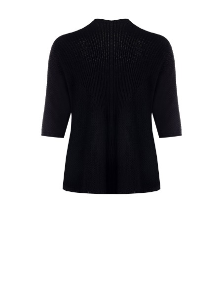 Cardigan Curvy Aberto em Mistura de Algodão com Malha Trançada e Vazada com Bolsos Rinascimento Curvy