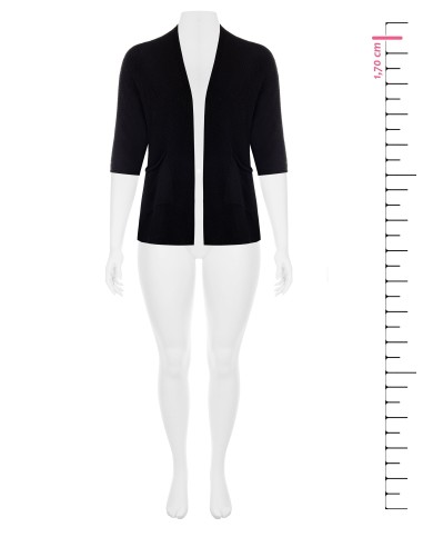 Cardigan Curvy aberto em misto de algodão, em malha entrelaçada e vazada, com bolsos Rinascimento Curvy