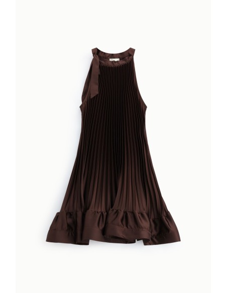 Vestido Curto Plissado Com Detalhe De Laço Dixie