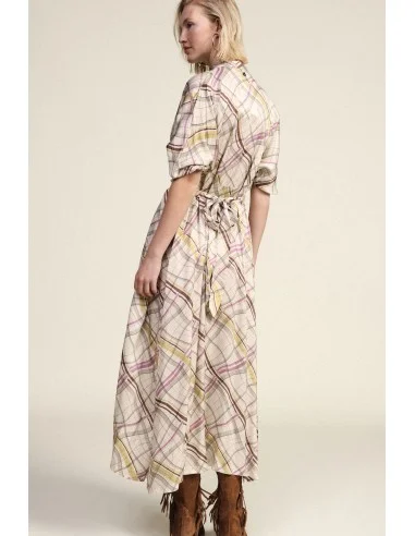 Vestido Longo Cruzado Com Padrão Xadrez Dixie
