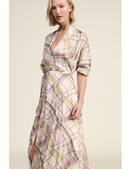 Abito Lungo Incrociato Con Fantasia A Quadri Dixie - Vestiti Firmat...