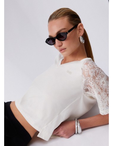 T-shirt com detalhes em renda Liu Jo