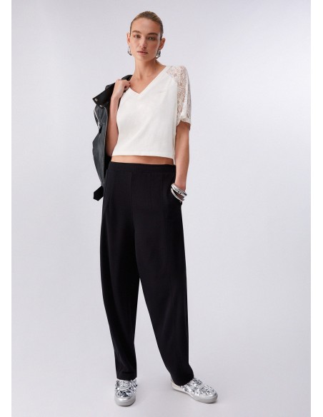 T-Shirt com detalhes em renda Liu Jo