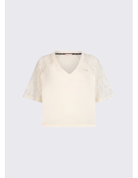 T-shirt com detalhes em renda Liu Jo