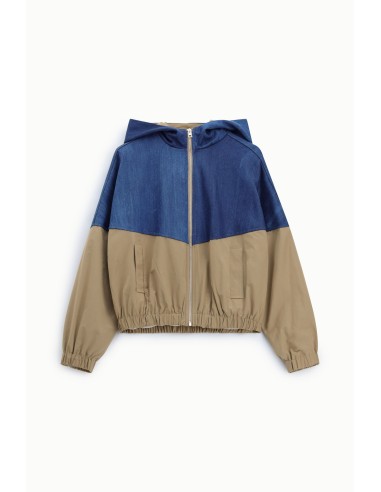 Bomber com fecho de correr e capuz colorblock Dixie