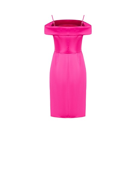Vestido tubinho drapeado em cetim Rinascimento