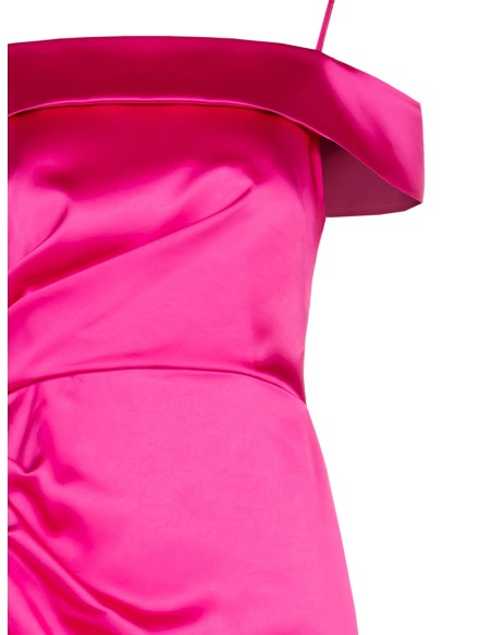 Vestido tubinho drapeado em cetim Rinascimento