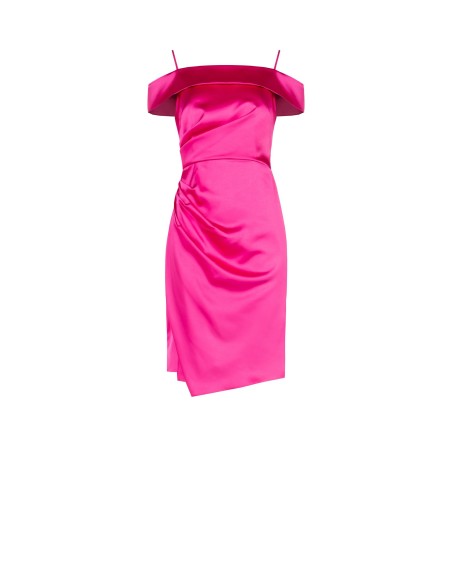Vestido Tubinho Drapeado em Cetim Rinascimento