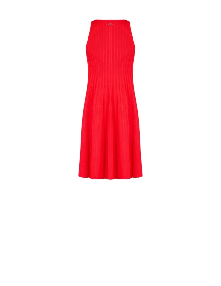 Vestido curto em corte trapezoidal em malha misto de viscose com canelado fino Rinascimento