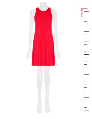 Vestido Curto Evasé Em Malha De Mistura De Viscose Com Canelado Fino Rinascimento
