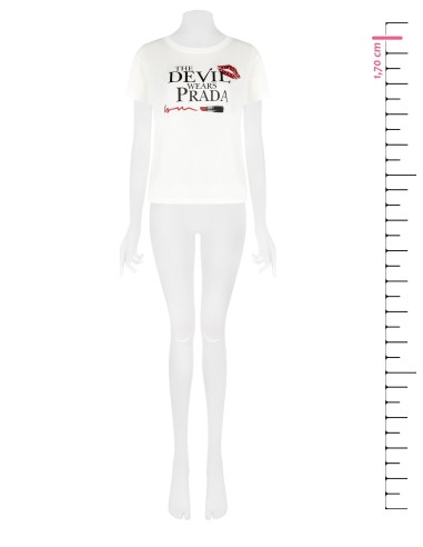 T-shirt regular em algodão O Diabo Veste Prada com estampado de batom Rinascimento