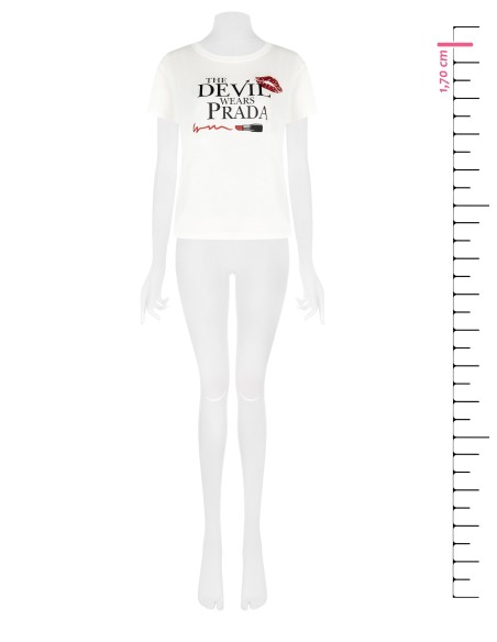 T-shirt regular em algodão O Diabo Veste Prada com estampado de batom Rinascimento