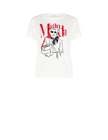 T-Shirt Regular em Algodão O Diabo Veste Prada Miranda com Detalhes em Strass Rinascimento
