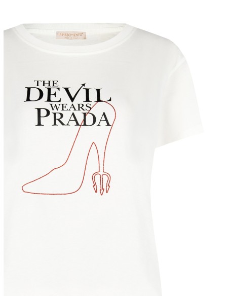 T-shirt regular em algodão "O Diabo Veste Prada" com estampa stiletto Rinascimento