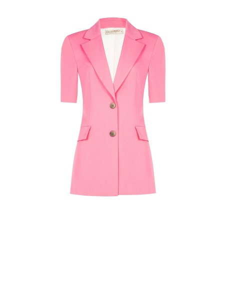 Blazer Cinturado em Poliviscose com Mangas Curtas Rinascimento